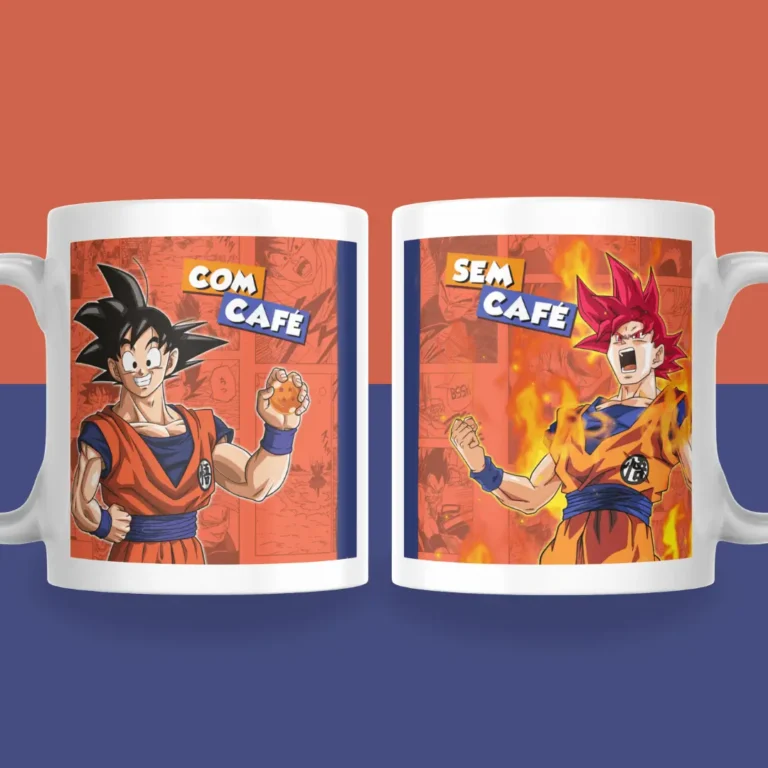 Caneca Divertida Dragon Ball - Goku "Com Café / Sem Café"