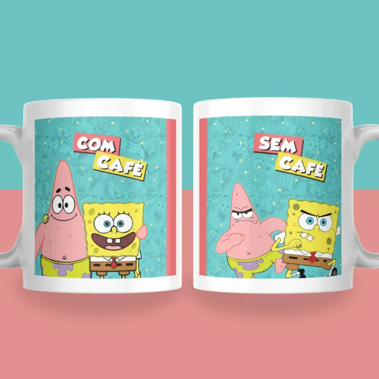 Caneca Bob Esponja - "Com Café / Sem Café"